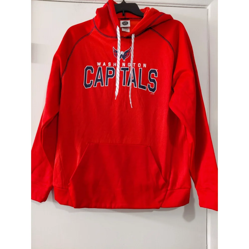Washington Capitals Hoodie Large NHL Hockey Sweatshirt Men's Red L Long Sleeve - Picture 1 of 5